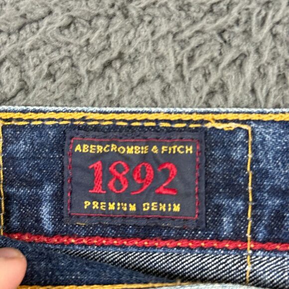 Vtg Abercrombie & Fitch Jeans Mens 32x32 Blue Wide Leg Baggy Dark Wash Y2K Denim - Picture 4 of 16